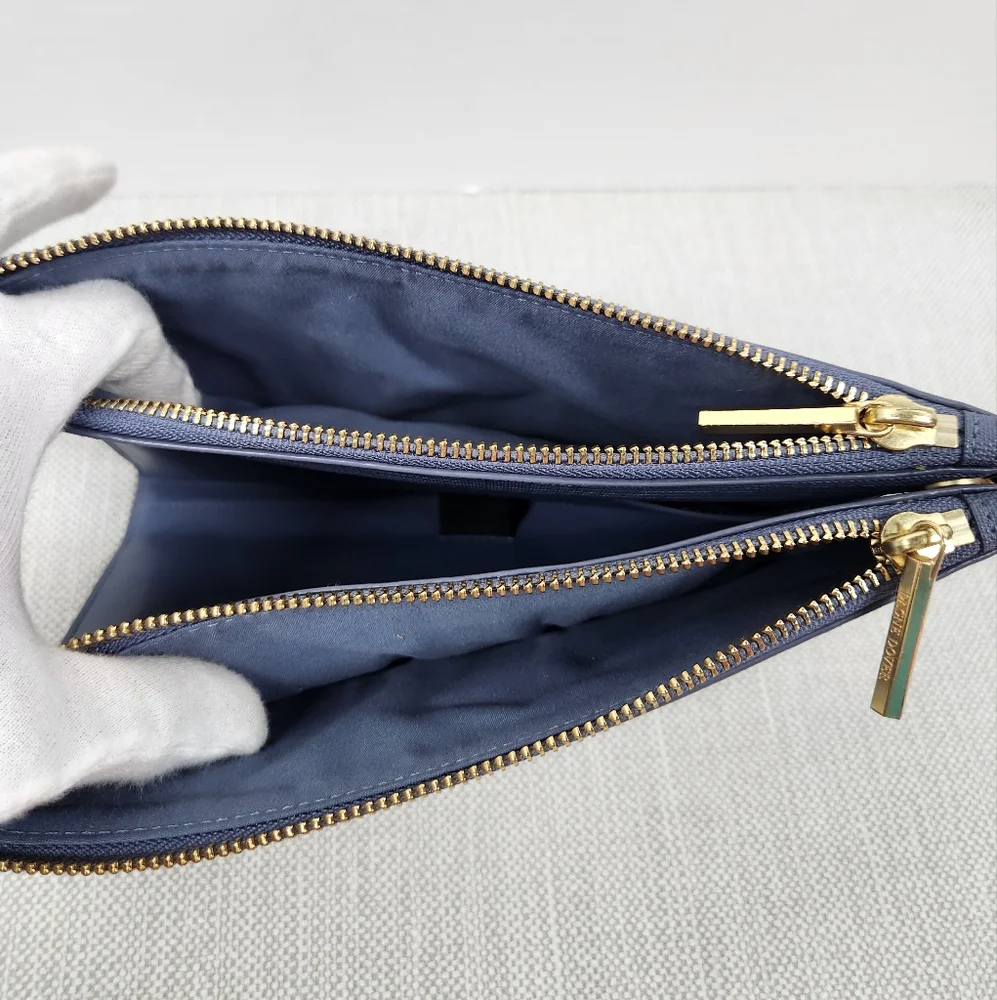 Dagne Dover Essentials Coated Canvas Blue Clutch Wallet Wristlet